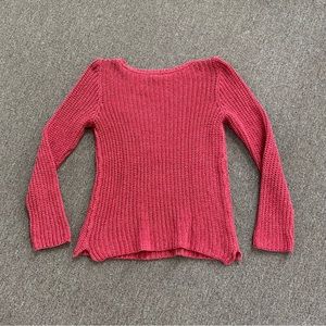 Lrl Lauren Jeans Co Red Crew Neck Open Knit‎ Pullover Sweater Women’s Sz Xl